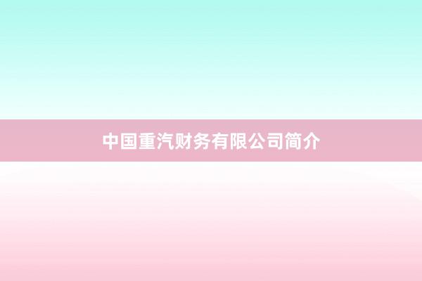 中国重汽财务有限公司简介