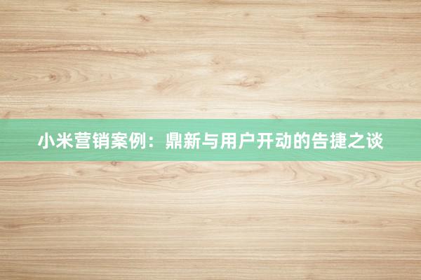 小米营销案例：鼎新与用户开动的告捷之谈